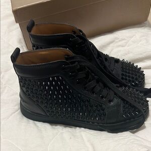 Sz 6 designer Black Studded High Top Sneakers size 36 NIB
